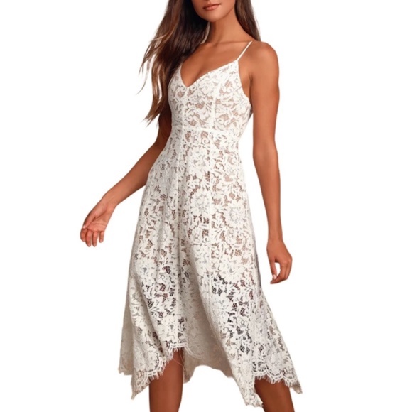 Lulus Dresses & Skirts - Lulu's White Lace Midi Dress